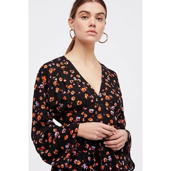 New Free People L'amour Printed Romper Black - Picture 3 of 3